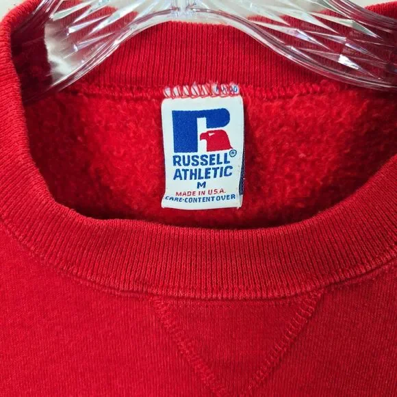 Vtg Russell Athletic Men's Red Hillside School Sweatshirt Made In USA Size M - Picture 2 of 9